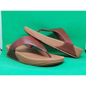 FitFlop Flip-Flop Lulu Wedges Leather Toe-Thongs Brown 188-592 Sandals US  8